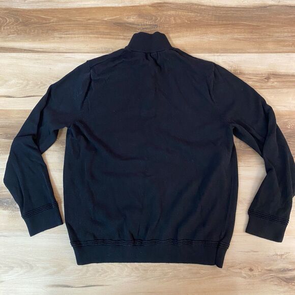 Topman Sweater Mens XL Slim Black Mock Neck 1/4 Zip Cotton Knit Long Sleeve - Picture 9 of 9